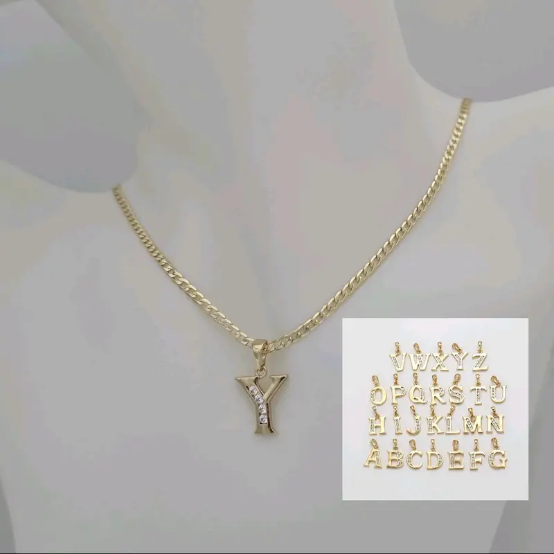 Ada Joyería Unisex Non-Natural Crystal Necklace, Delicate 196 Chain with 808 Initial Pendant, Jewelry Accessory