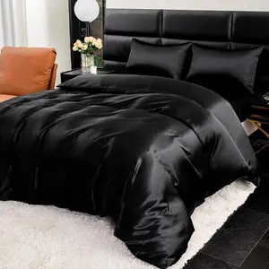 Solid Color Satin Bedding Set, 1 Set Including 1 Count Duvet Cover & 2 Counts Pillowcases without Filler, Soft Comfortable Bedding Set for Home Bedroom Dormitory, Breathable Duvet Set