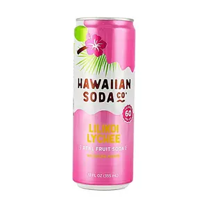 HAWAIIAN SODA CO Passion Fruit Lychee Sparkling Juice Drink - 0 Sugar, 0 Caffeine, Real Fruit Juice, Refreshing & Tangy - 12oz (355ml)