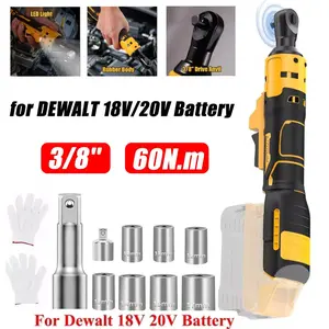 3/8" Cordless Brushless Ratchet Wrench for Dewalt 20V, Professional Power Tool with LED & Complete Socket Kit