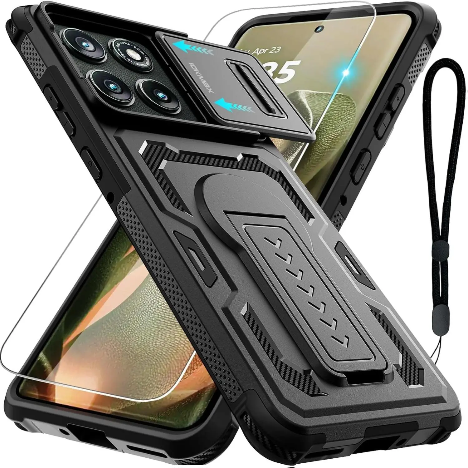 Motorola Edge 2025 Case with Screen Protector, Upgrade Slide Camera Cover, Kickstand, Lanyard Strap, Military Grade Shockproof Heavy Duty Robust Bumper Phone Case for Moto Edge 2025, Black - TikTok Shop Motorola Edge 2025 Case with Screen Protector, Upgrade Slide Camera Cover, Kickstand, Lanyard Strap, Military Grade Shockproof Heavy Duty Robust Bumper Phone Case for Moto Edge 2025, Black - TikTok Shop