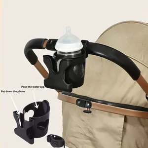 Baby Stroller Cup Holder with Phone Stand, Universal Electric Bike Water Bottle Rack, Convenient Baby Pusher Accessory, Travel