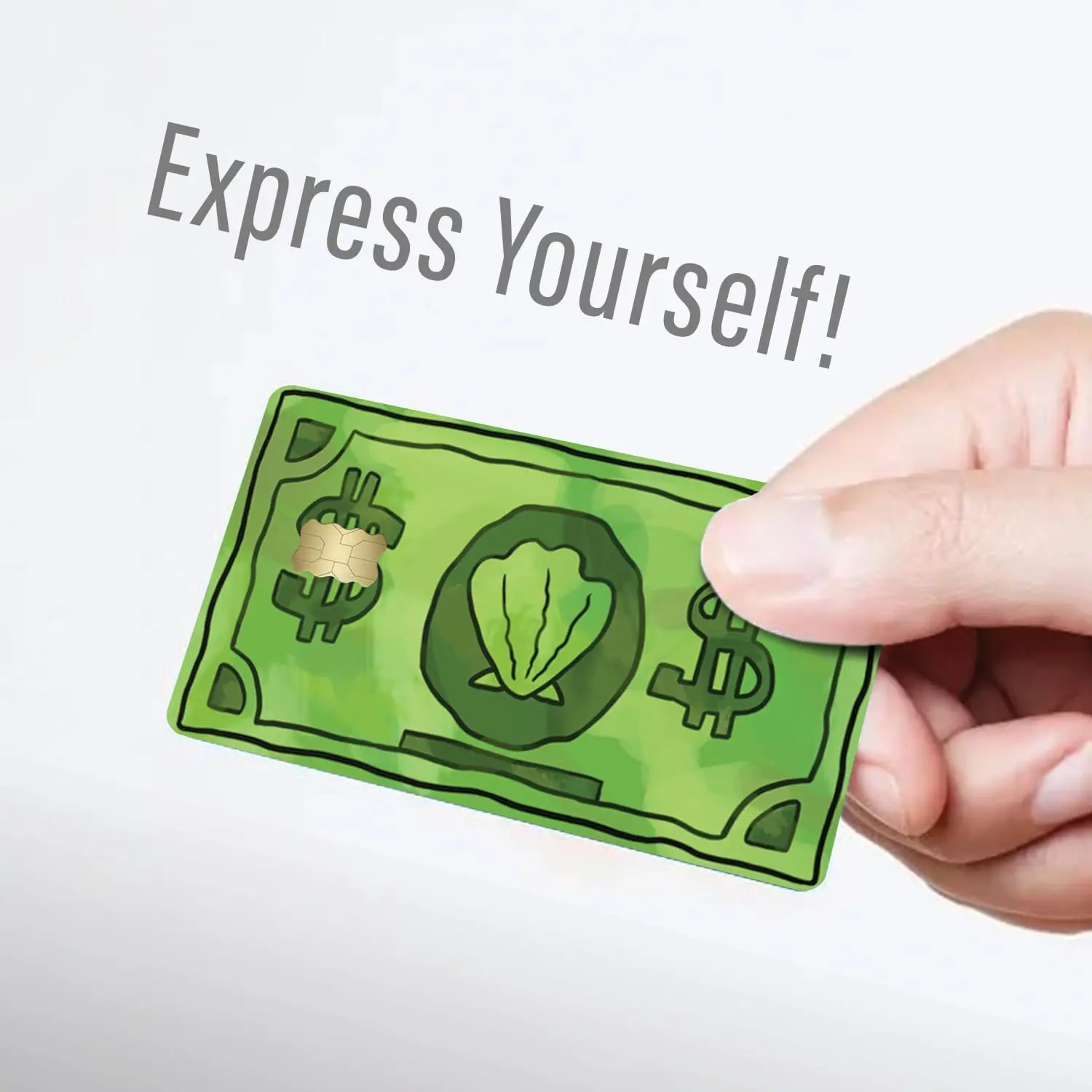 Funny Money Credit Card Skin, Green Cash Debit Card Sticker, Cartoon Dollar Bill Card Cover, Novelty Wallet Accessory