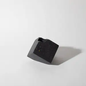 Cube Candlestick Holder in Black Terrazzo