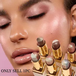 Double Color Eyeshadow Stick Glitter Highlight Shadow Stick Eye Makeup Waterproof Highly Pigmented Shades Lasting Shimmer Metallic Eyeshadow Makeup Enhance Eye Makeup