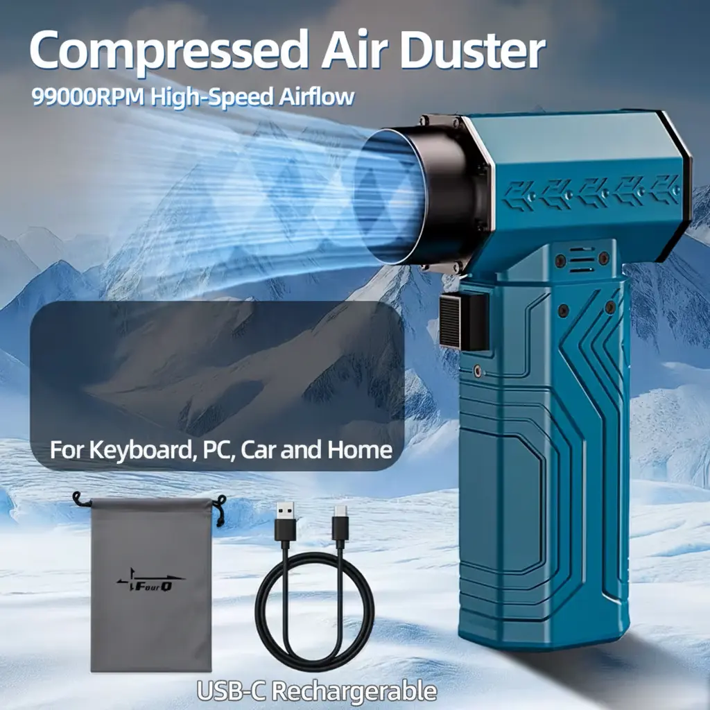Electric Air Duster with 90000RPM Motor & USB-C Cable, Household Cleaning Appliance for Keyboard, PC Dust Cleanup
