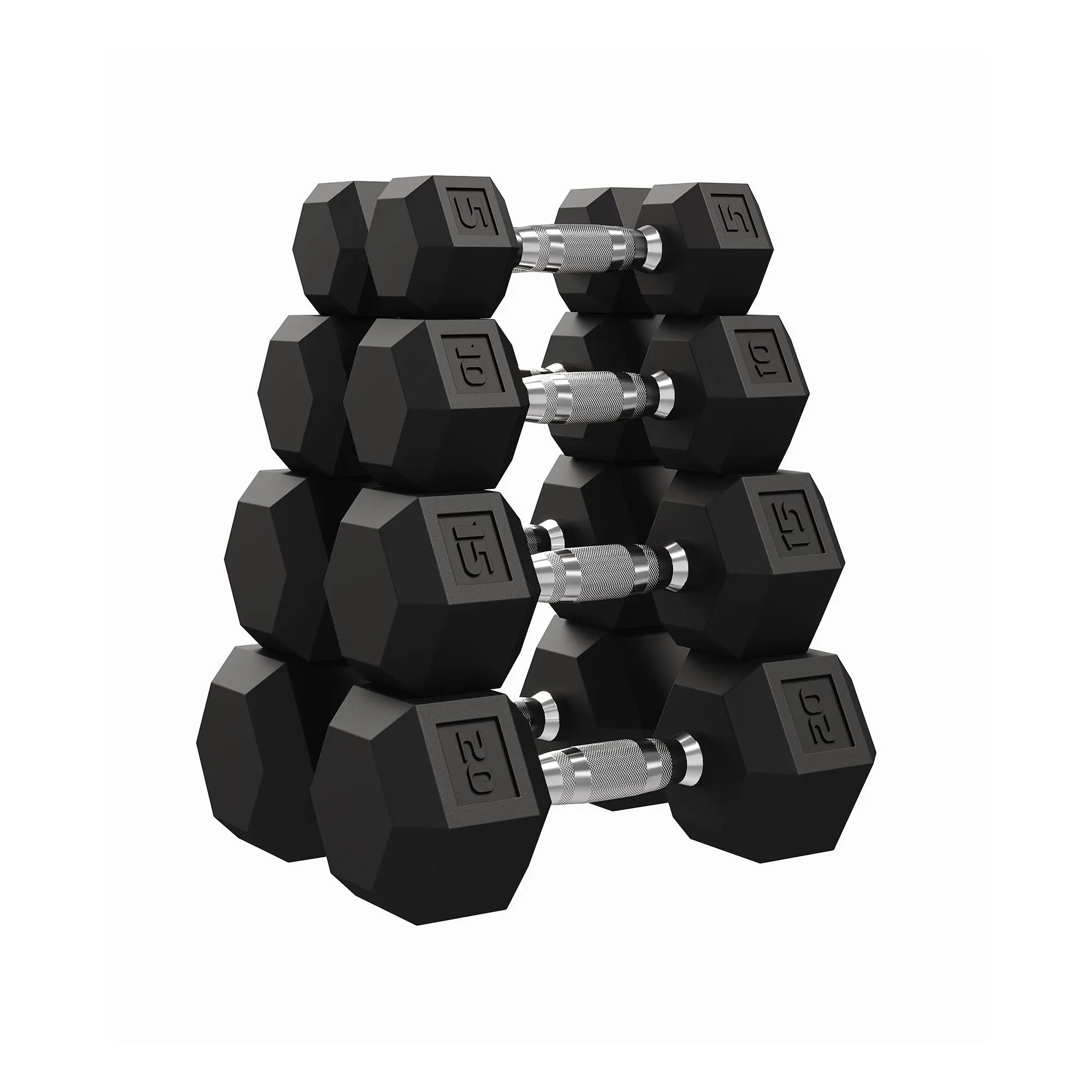 Hex Dumbbells 5-20 LB Set of 2, Rubber Coated Cast Iron with Non-Slip Handle, Heavy Duty Lifting Workout Gear for Home Gym Muscle Training, Weight & Fitness Training Equipment