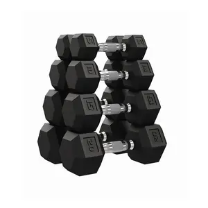 Hex Dumbbells 5-20 LB Set of 2, Rubber Coated Cast Iron with Non-Slip Handle, Home Gym Strength Training Hand Weights