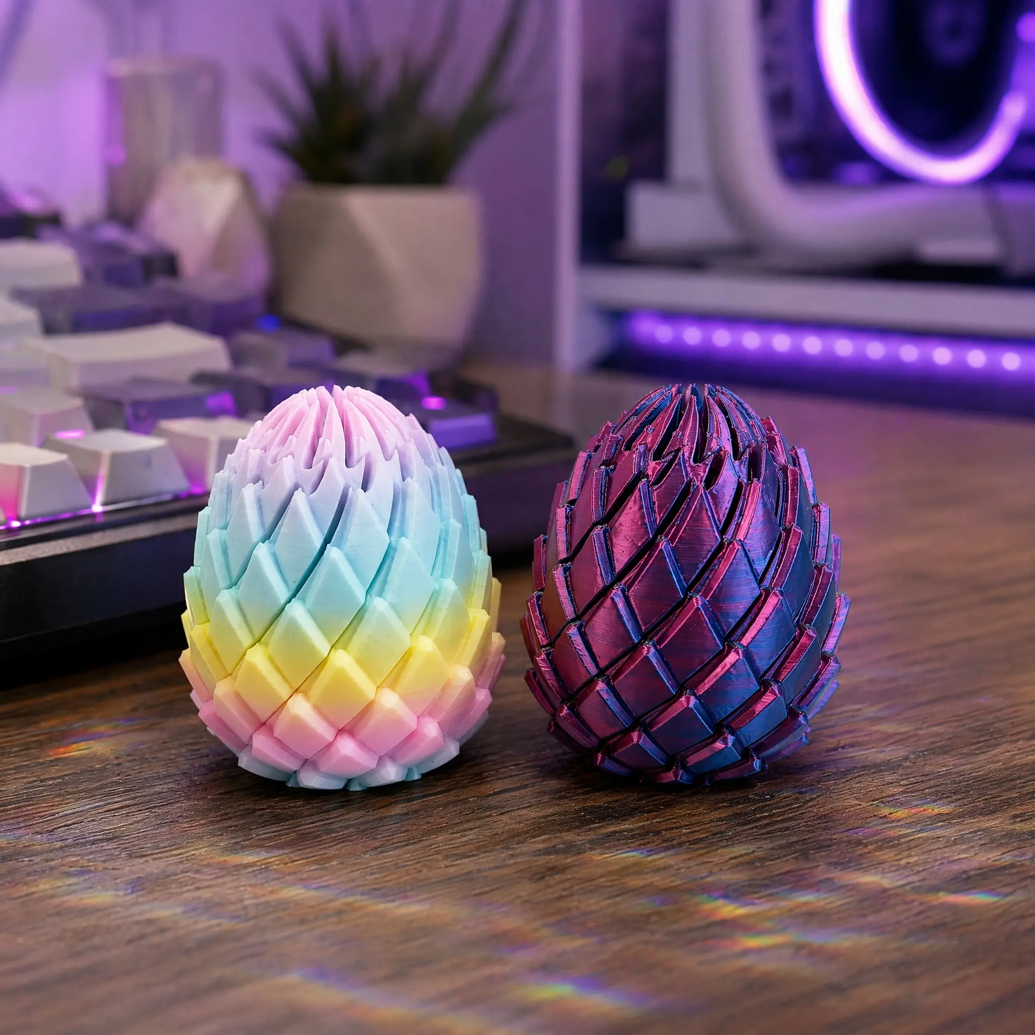 Gigilli 3D Printed Dragon Egg Sensory Toy - Expandable Twist-Apart Silk Dual-Tone Articulated Dragon, Holographic Pouch, PA Construction, 3 in (7.5 cm Tall), 45 g, Studio Ghibli Themed, Unisex Birthday Party Favors, Cool Desk Decor, Just Because Gifts