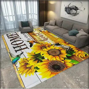 1 sunflower themed carpet, soft and absorbent, anti slip and wear-resistant, with good elasticity, suitable for living rooms, bedrooms, kitchens, bathrooms, and other home decor, outdoor decoration, durable and washable, can be used as a pet mat