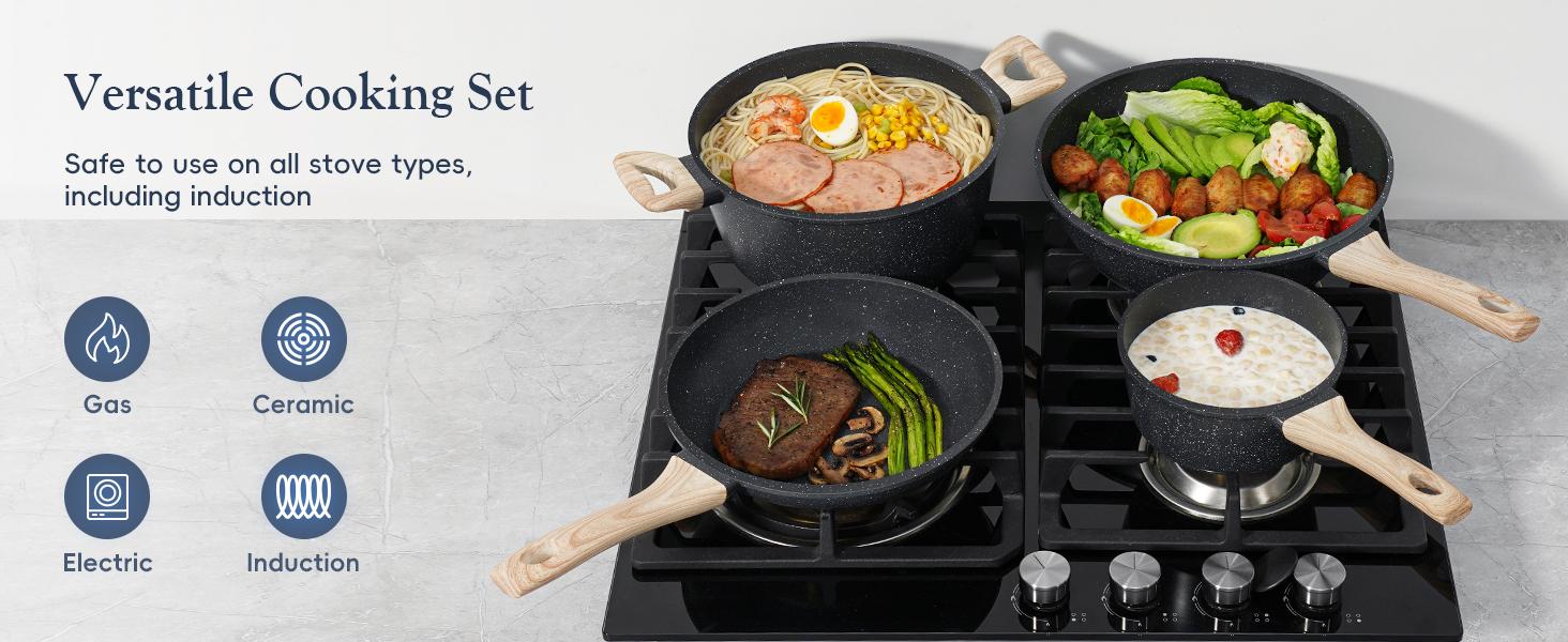 SODAY 12 Pcs Pots and Pans Set Non Stick, Kitchen Cookware Sets White Granite Nonstick Cooking Set with Frying Pans, Saucepans,Nonstick Pots with Glass Lid (NO PFOS, PFOA),Kitchenware,stock up on specials, DealsForYouDays,Father's Day Gift SODAY 12 Pcs Pots and Pans Set Non Stick, Kitchen Cookware Sets White Granite Nonstick Cooking Set with Frying Pans, Saucepans,Nonstick Pots with Glass Lid (NO PFOS, PFOA),Kitchenware,stock up on specials, DealsForYouDays,Father's Day Gift