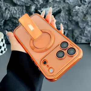 Compatible with iPhone 17 Pro Max Case with Magnetic Ring Stand [Compatible with Mag-Safe] [Full Camera Lens Protector] Soft Plating Clear Phone Case for iPhone 17 Pro 17 Series
