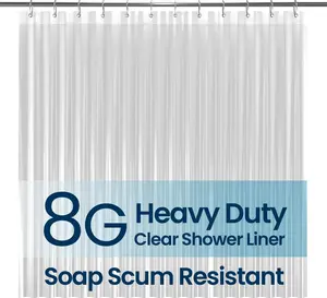 Liba Bathroom Shower Curtain Waterproof Plastic Shower Curtain Premium PEVA Non-Toxic with Rust Proof Grommets Clear 8G Bathroom Accessories 72X72 LiBa