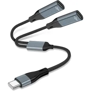 USB C Splitter & Headphone Adapter - 2 USB C Ports, OTG Compatible with iPad Pro, iPad Air, MacBook, iPhone, Galaxy S24/S23