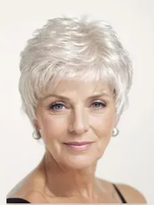 Elegant Silver White Color Short Women's Wig, Loose Curly Hair, Comfortable and Easy to Manage, Perfect for Daily Wear and Parties
