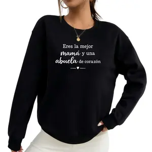 Stylish Long Sleeve Sweatshirt Featuring Spanish Heart Grandma Quote – Abuela De Corazón