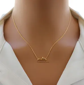 18K Gold Plated Mini Cutout Mountain Pendant Necklace for Women – Dainty Nature-Inspired Adventure Jewelry Gift