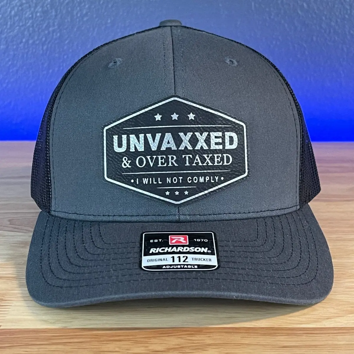 UNVAXXED AND OVER TAXED Patriotic Leather Patch Hat Black/Silver Patch