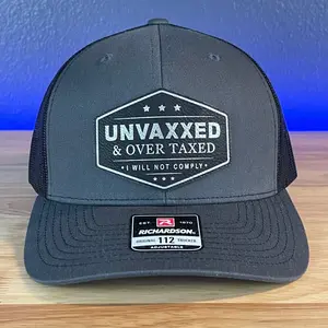 UNVAXXED AND OVER TAXED Patriotic Leather Patch Hat Black/Silver Patch