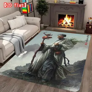 2D flat large velvet carpet, ancient costume healer holding a medicine staff. Living room carpet, entrance hall, bedroom and game room modern home decor carpet