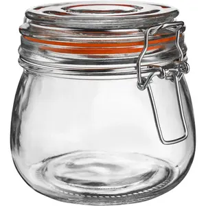 25 oz Glass Jars with Airtight Lids and Leak-Proof Rubber Gaskets, Wide Mouth Mason Jars with Hinged Lids for Kitchen Canisters, 750ml Glass Storage Containers