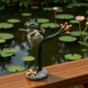 Garden Frog Statue Ornament, Frog Mini Sculpture, Outdoor Courtyard and Garden Decor, Resin Sculpture, Martial Arts Frog Garden Statue