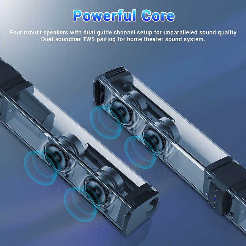 Portable Bluetooth Speaker Sound Bar for Smart TV 2 in 1 Detachable Surround Soundbar Built in 4 Speaker 20W For Home Theater Rechargeable Stereo