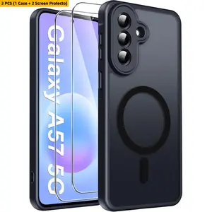 3PCS Compatible with Samsung Galaxy A57 A37 A17 A56 A36 A26 A16 5G Case with 2 HD Screen Protectors, [Compatible with MagSafe] Military-Grade Shockproof Translucent Matte Phone Cover Case