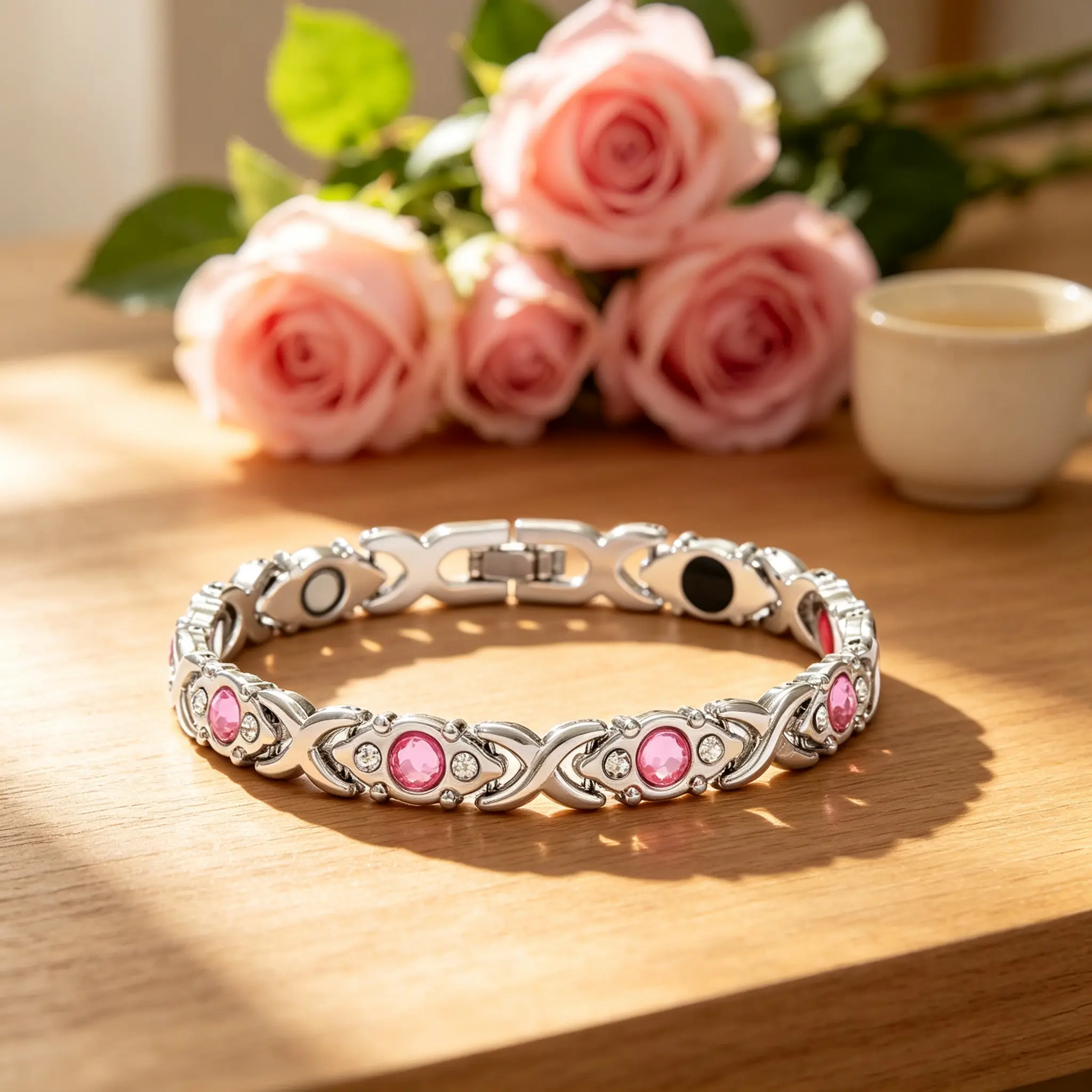 Women's Eco-Friendly Alloy Rhinestone Wristband - Adjustable Energy Magnet Bangle for Daily Wear, Female Gift (Specialty Kitchen Utensils Accessory)
