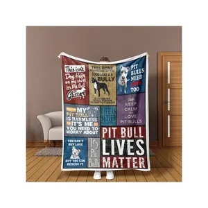 Pitbull Lovers Flannel Blanket - Pitbull Puppy & Slogan Print ( Pit Bull Terrier Rescue Design) - Soft All-Season Bedspread For Dog Owners, Couch & Bed - Pit Bull Terrier Apparel Accessory-30*40in