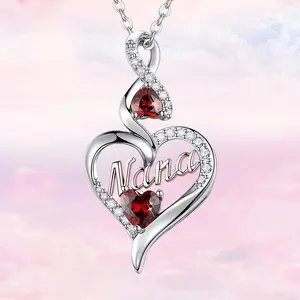 1pc I Love You Forever Love Heart Nana Necklace, Cute Heart Shape Pendant Necklace, Nana Anniversary Birthday Gift
