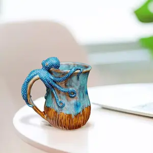 Octopus Design Coffee Mug, Creative Novelty Mug with Handle, Household Pen Holder, Suitable for Living Room Coffee Table Entrance Decoration, Stylish Drinkware