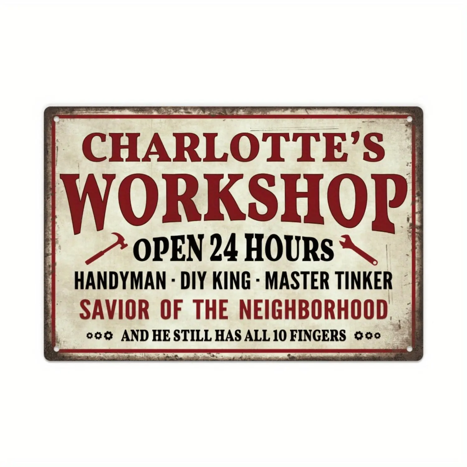 1pc Decor Personalized Garage Sign, Vintage for Man Cave Decor for Workshop, Gift for Dad, Grandpa, 12x8 Inches Metal Sign