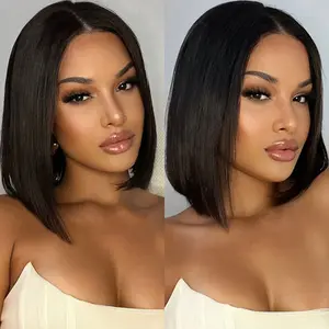 Tinashe Human Hair Pre-Bleached Knots Wear & Go Straight Bob Wig Pre-Cut 6×5 HD Lace Glueless Wig Lace Closure Wig