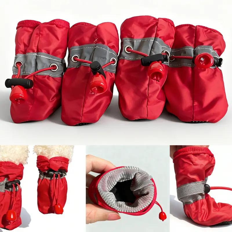 4pcs/set Waterproof Pet Dog Shoes Chihuahua Anti-slip Rain Boots Footwear For Small Cats Dogs Puppy Dog Pet Booties Costume Clothing