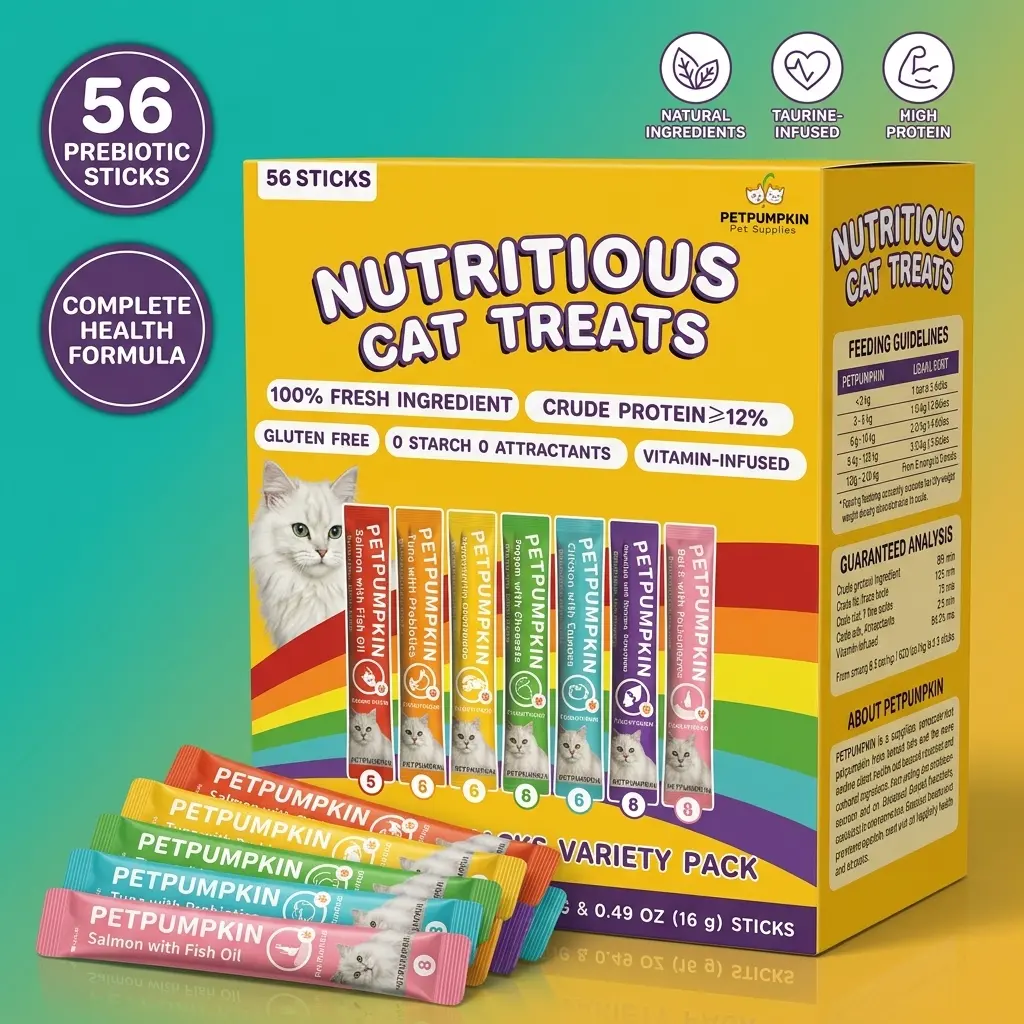ACUSMART Creamy Lickable Cat Treats, Real Squeeze Tube Cat Snack Topper, Grain-Free, Value Pack (56 Sticks)
