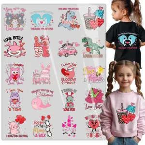 20 Sheets Valentine Day cute Iron on Transfers,  DTF Transfers Ready to Press Pink Style Heat Transfer Stickers Heart Iron on Decals for kids child T Shirts Bags Hoodie DIY Crafts