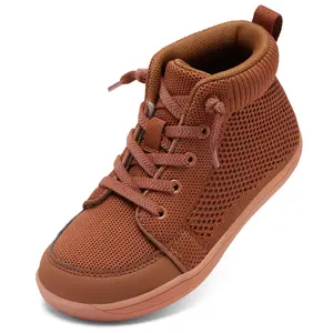 WateLves Toddler Little Kids Wide Barefoot Shoes Girls Boys Lightweight Boots Minimalist High Top Walking Shoes Breathable Comfort-Forward Ankle Support