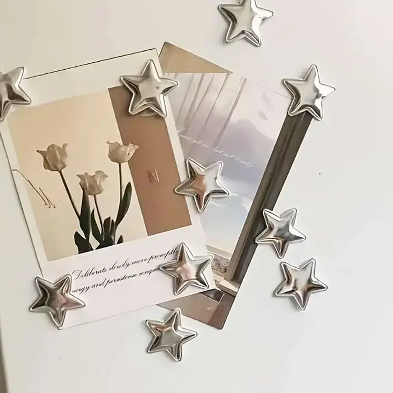 10pcs Silver & Colorful Resin Star-Shaped Decorative Fridge Magnets Set Pack, Small Animal Toy Accessory for Home & Office Organization Decor