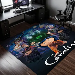 Coraline Ghost Mom Full Character Gaming Room Print Rug, Durable Non-Slip Polyester Fiber Carpet, Perfect for Dark Film-Themed Decor