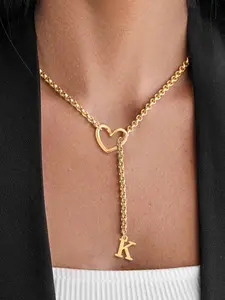 Women's Elegant Dainty Heart Letter Pendant Necklace, Stainless Steel Chain, Classic Design for All Seasons, Necklace Initial, Letters Necklace