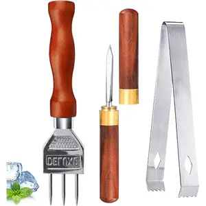 Stainless Steel Ice Pick Ice Crusher with Wooden Handle Ice Chipper Ideal for Breaking Ice 3 Pack Kitchen Ice Breaking Tool