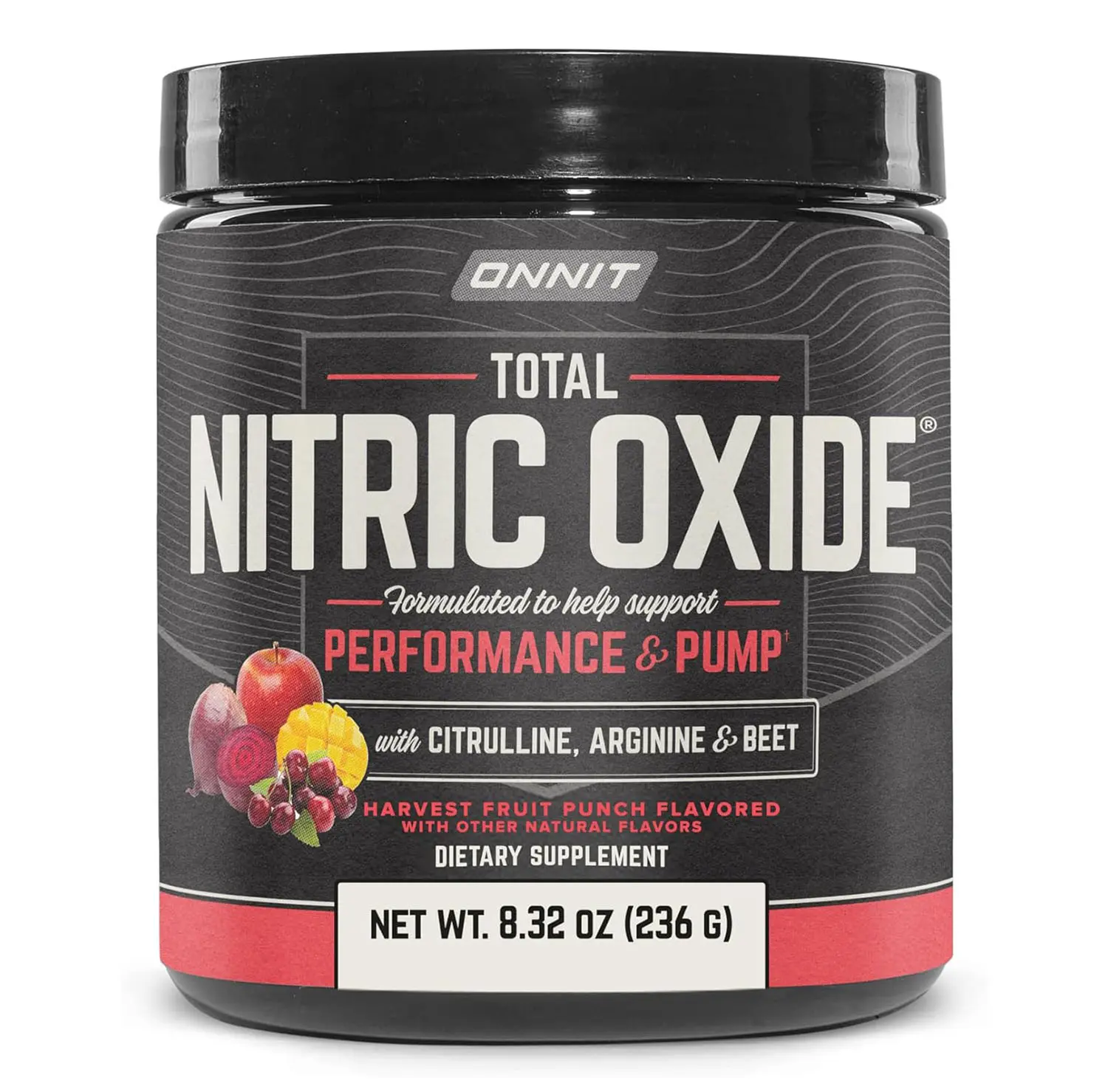 ONNIT Total Nitric Oxide Exercise Performance Powder, IGEN Non-GMO Tested Dietary Supplement for Muscle Performance and Recovery, NO3-T Arginine Nitrate, Harvest Fruit Punch Flavor, 20 Servings