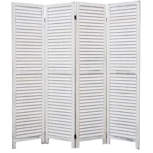 4 6 8 Panel Room Divider Full Length Wood Shutters White