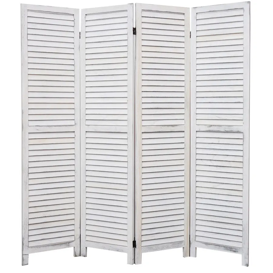4 6 8 Panel Room Divider Full Length Wood Shutters White