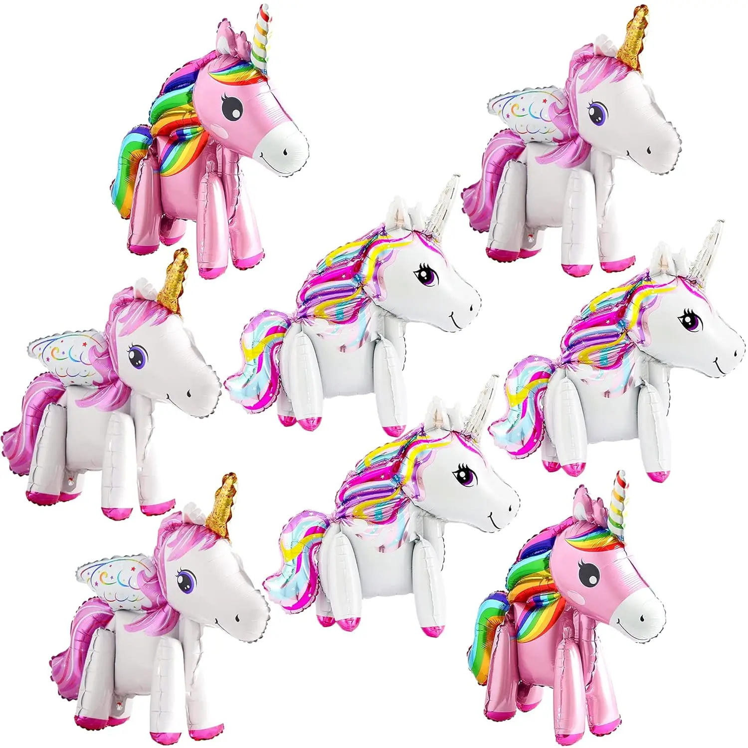 Self Standing Unicorn Balloons - 34 InchPack Of 8 | Rainbow Unicorn Ballons For Girls Birthday3D Unicorn Party Supplies | Unicorn Birthday Decorations For GirlsUnicorn Party Decorations