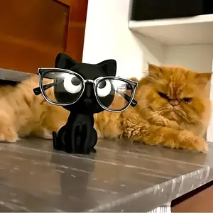 Cute Cat Shaped 3D Printed Glass Design Eyeglasses Frame, Durable Plastic Glasses Holder, Adorable Desk Storage, Perfect for Home Office Gift