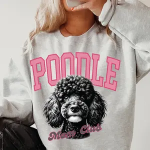 Black Poodle Mom Club Sweatshirt ~ Sweatshirt Unisex Apparel Relaxed Fit Printed in the USA Clothing Womenswear Casual and Comfortable