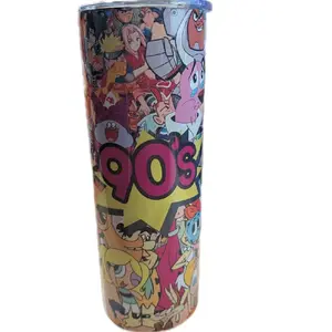 90's Tumbler - Retro Design with Classic Characters and Bold Typography - Perfect for Nostalgic Fans