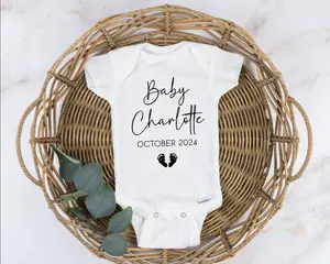 Custom Gift: Personalized Baby Announcement Onesie, Minimalist Baby Coming Soon Bodysuit - Message Birth Date and Baby's Name, Baby Clothes, Coming Home Cute Outfit, Funny Baby Onesie BodySuit or Toddler T-Shirt, Gift for kids, Gift for new moms